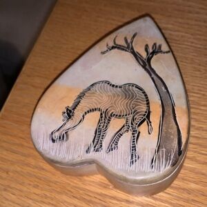 Stone zebra jewelry box with animal print